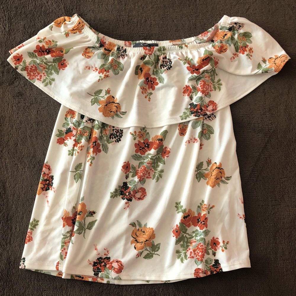 new floral print, off the shoulder top